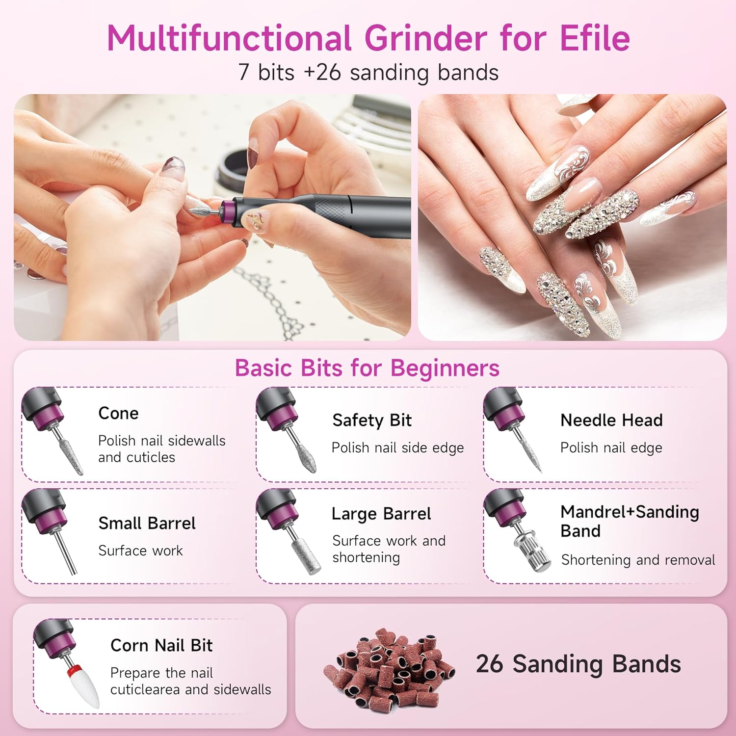 40,000RPM Cordless Electric Nail Drill Kit – Rechargeable & Portable