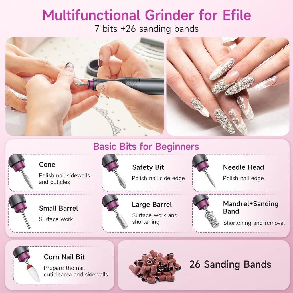 40,000RPM Cordless Electric Nail Drill Kit – Rechargeable & Portable