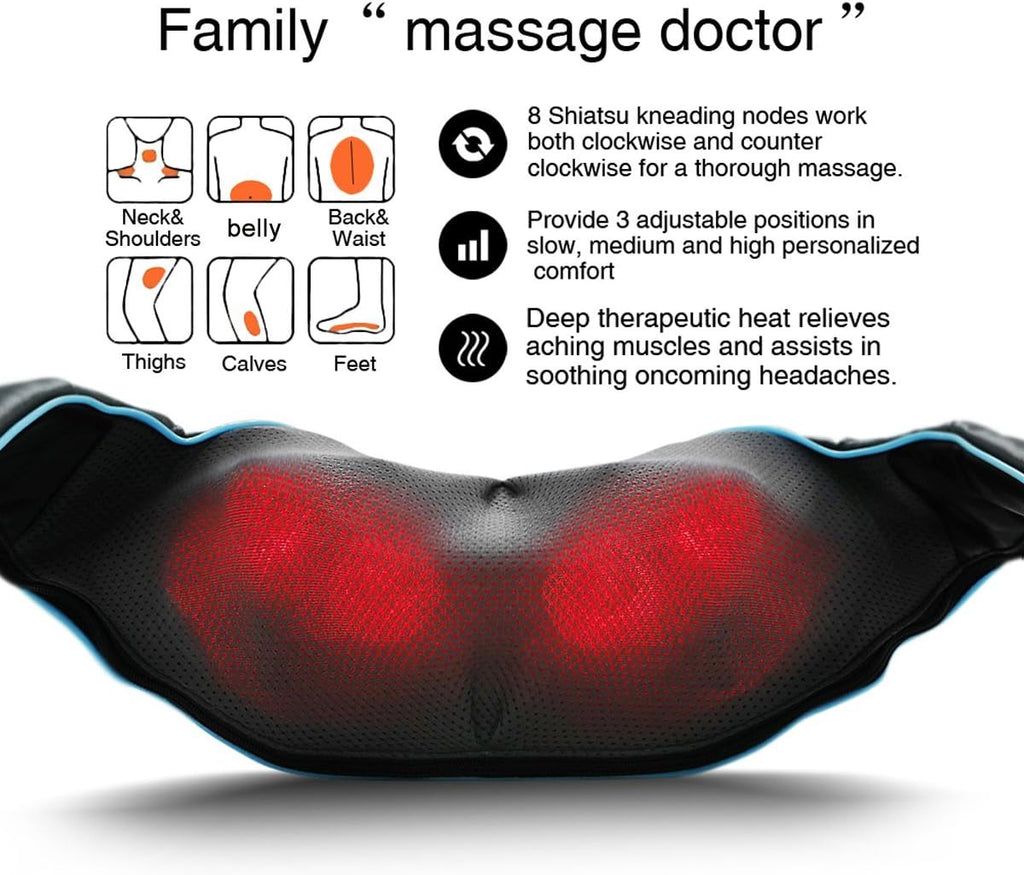 Mo Cuishle Shiatsu Neck & Back Massager with Heat – Deep Tissue 4D Kneading Pain Relief