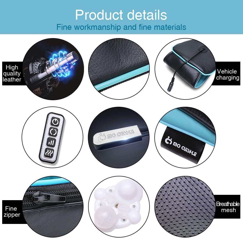 Mo Cuishle Shiatsu Neck & Back Massager with Heat – Deep Tissue 4D Kneading Pain Relief