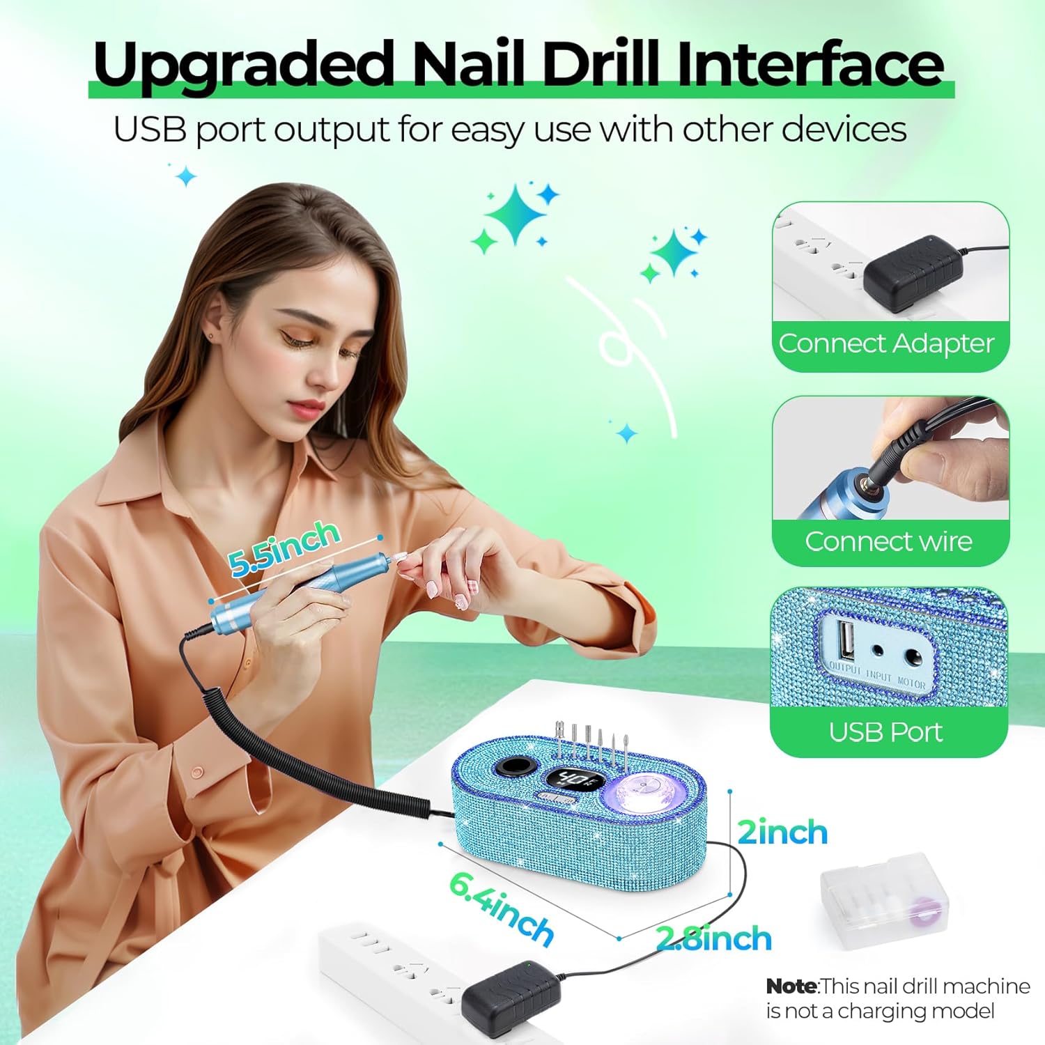 40,000RPM Electric Nail Drill – LCD Display Nail File Kit