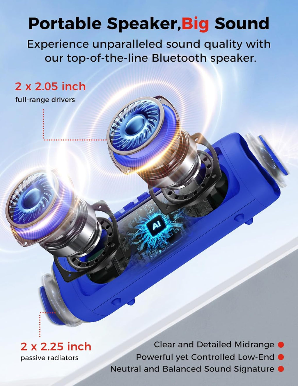 BolaButty Portable Bluetooth Speaker – HD Sound, 20H Playtime, IPX5 Waterproof, RGB Lights (BT 5.3)