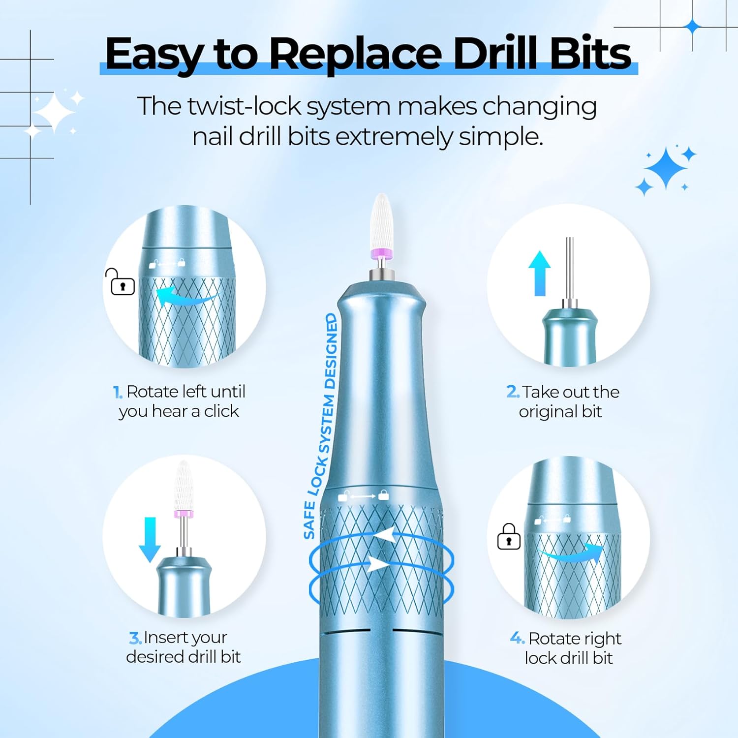 40,000RPM Electric Nail Drill – LCD Display Nail File Kit