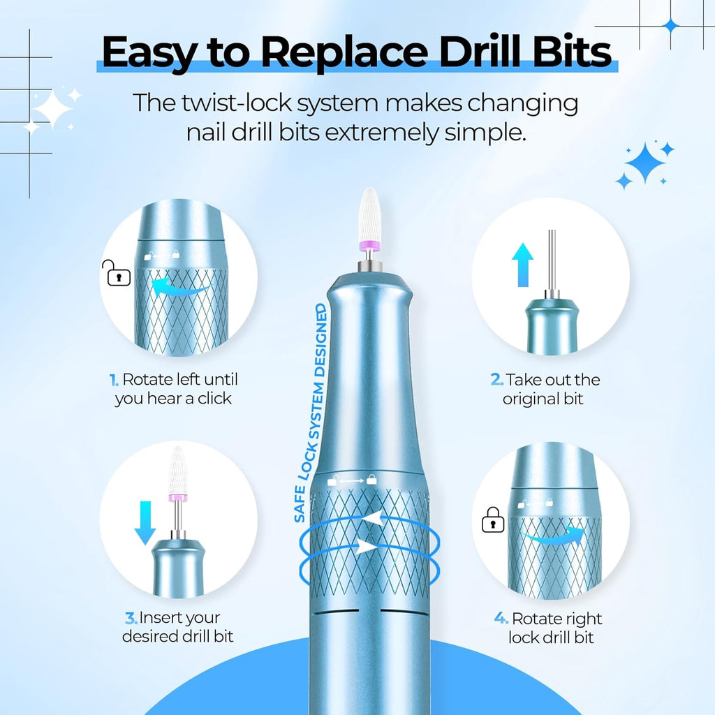 40,000RPM Electric Nail Drill – LCD Display Nail File Kit