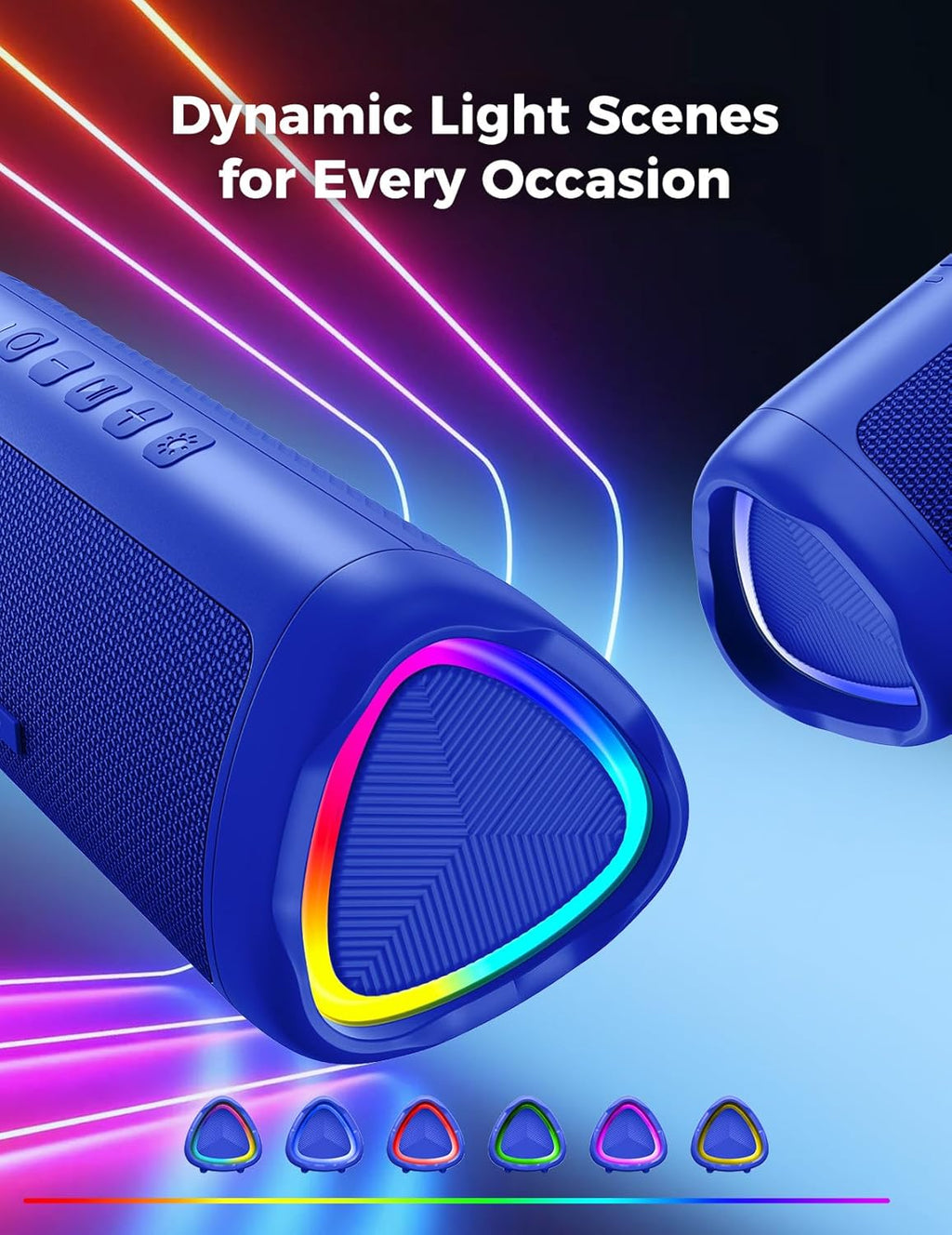 BolaButty Portable Bluetooth Speaker – HD Sound, 20H Playtime, IPX5 Waterproof, RGB Lights (BT 5.3)