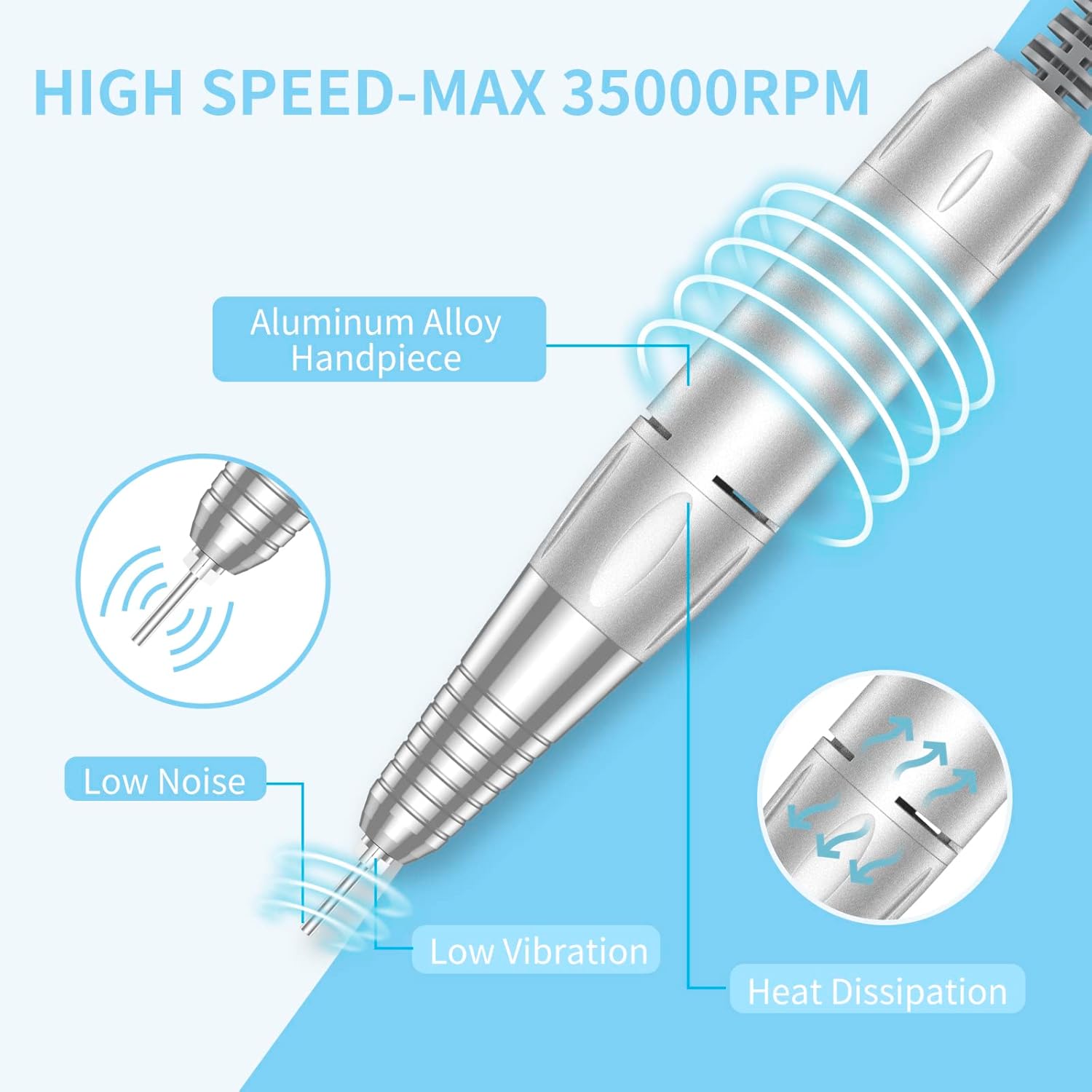 35,000RPM Cordless Nail Drill Kit – Rechargeable & Portable