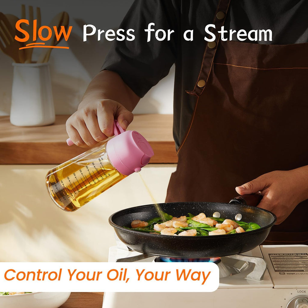 TrendPlain 2-in-1 Glass Olive Oil Sprayer & Dispenser – 470ml BPA