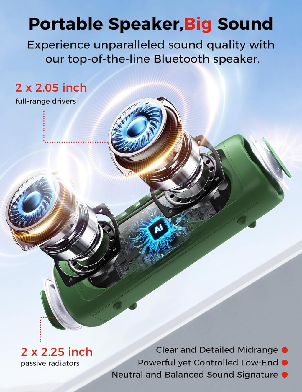 BolaButty Portable Bluetooth Speaker – HD Sound, 20H Playtime, IPX5 Waterproof, RGB Lights (BT 5.3)