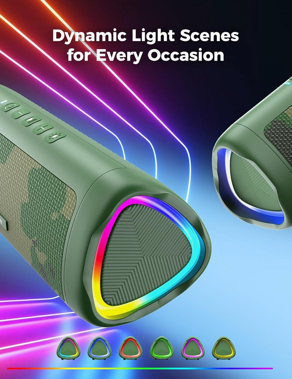 BolaButty Portable Bluetooth Speaker – HD Sound, 20H Playtime, IPX5 Waterproof, RGB Lights (BT 5.3)