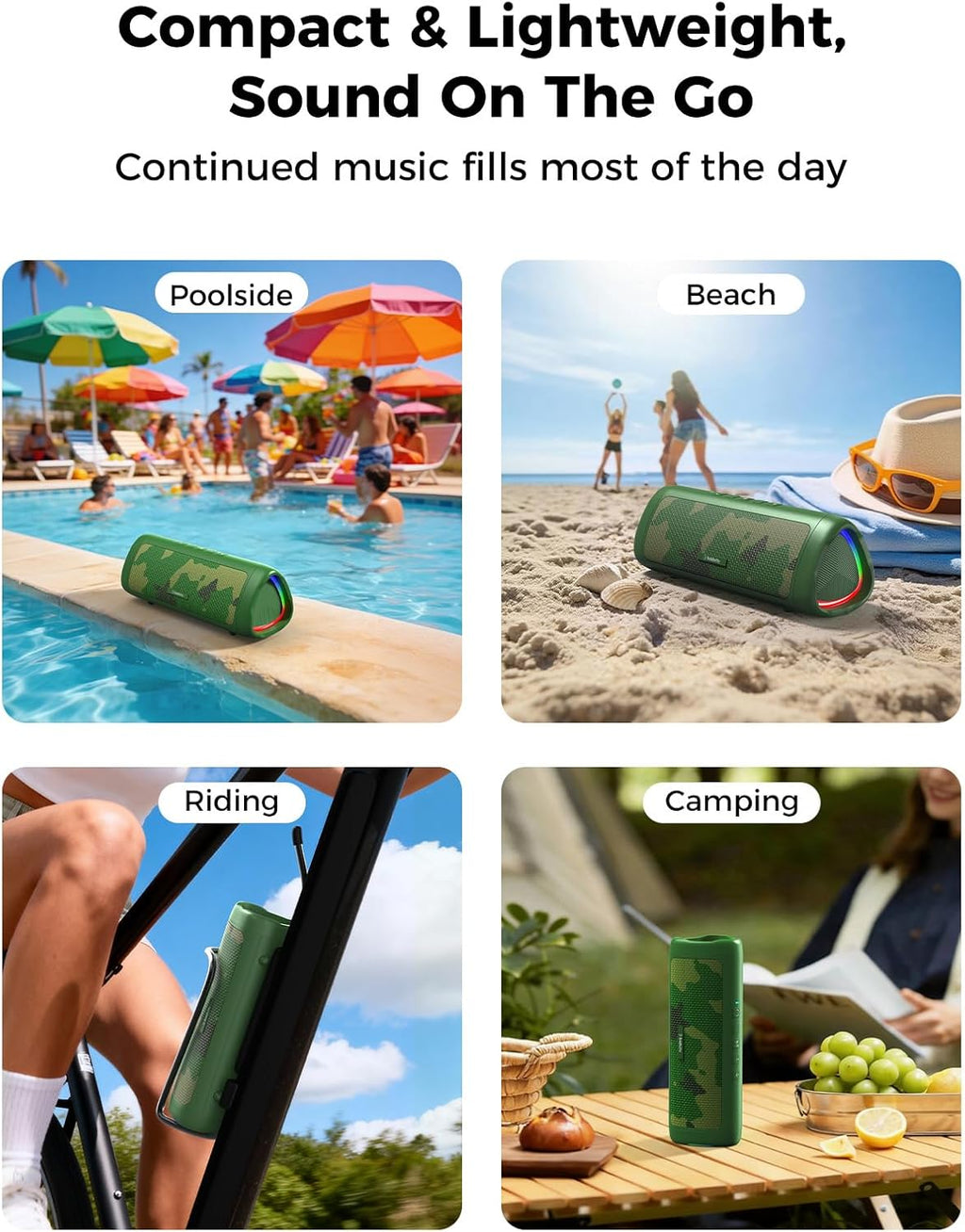 BolaButty Portable Bluetooth Speaker – HD Sound, 20H Playtime, IPX5 Waterproof, RGB Lights (BT 5.3)