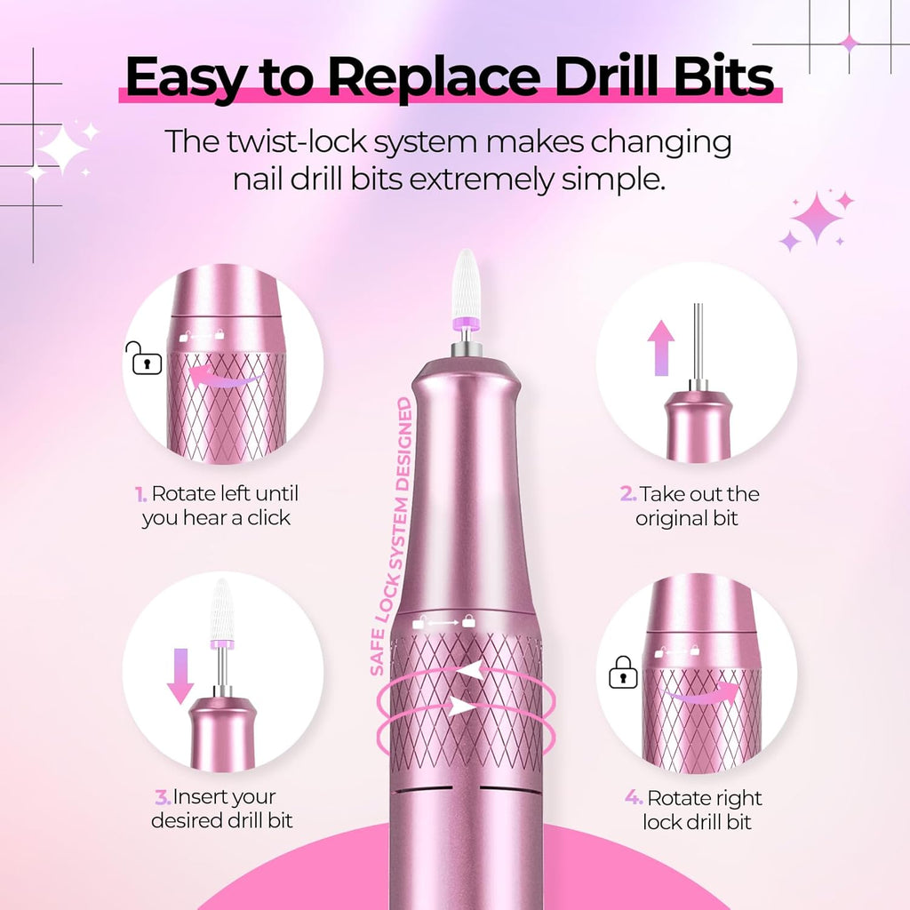 40,000RPM Electric Nail Drill – LCD Display Nail File Kit
