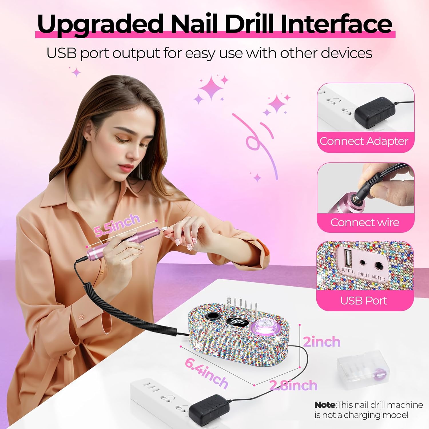 40,000RPM Electric Nail Drill – LCD Display Nail File Kit