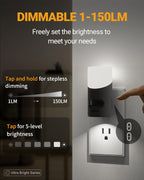 Lyridz LED Motion Sensor Night Light 2-Pack – Dimmable Plug-In Smart Light