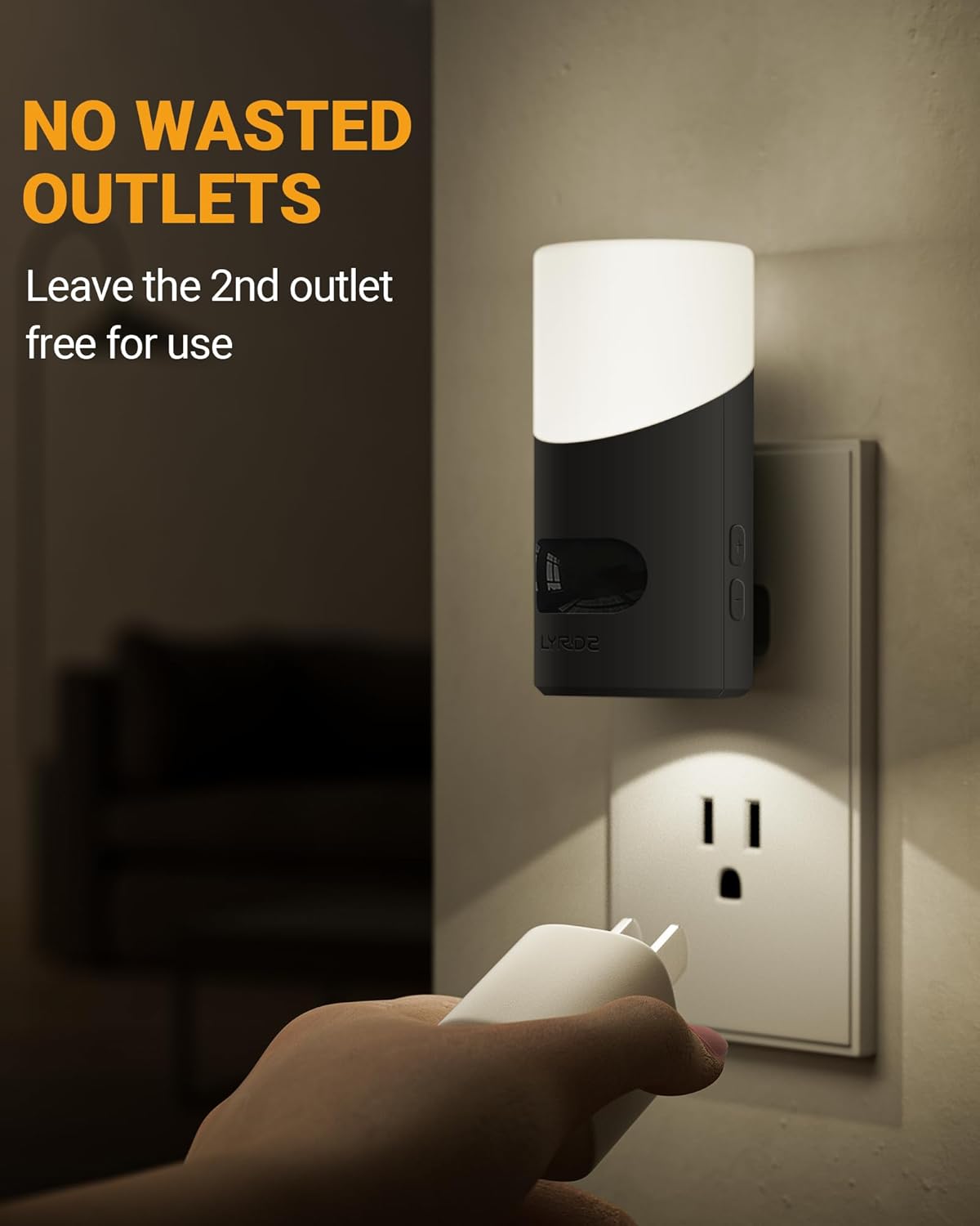 Lyridz LED Motion Sensor Night Light 2-Pack – Dimmable Plug-In Smart Light