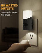 Lyridz LED Motion Sensor Night Light 2-Pack – Dimmable Plug-In Smart Light