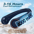 Portable Bladeless Neck Fan – Hands-Free Cooling, Rechargeable, 3 Speeds