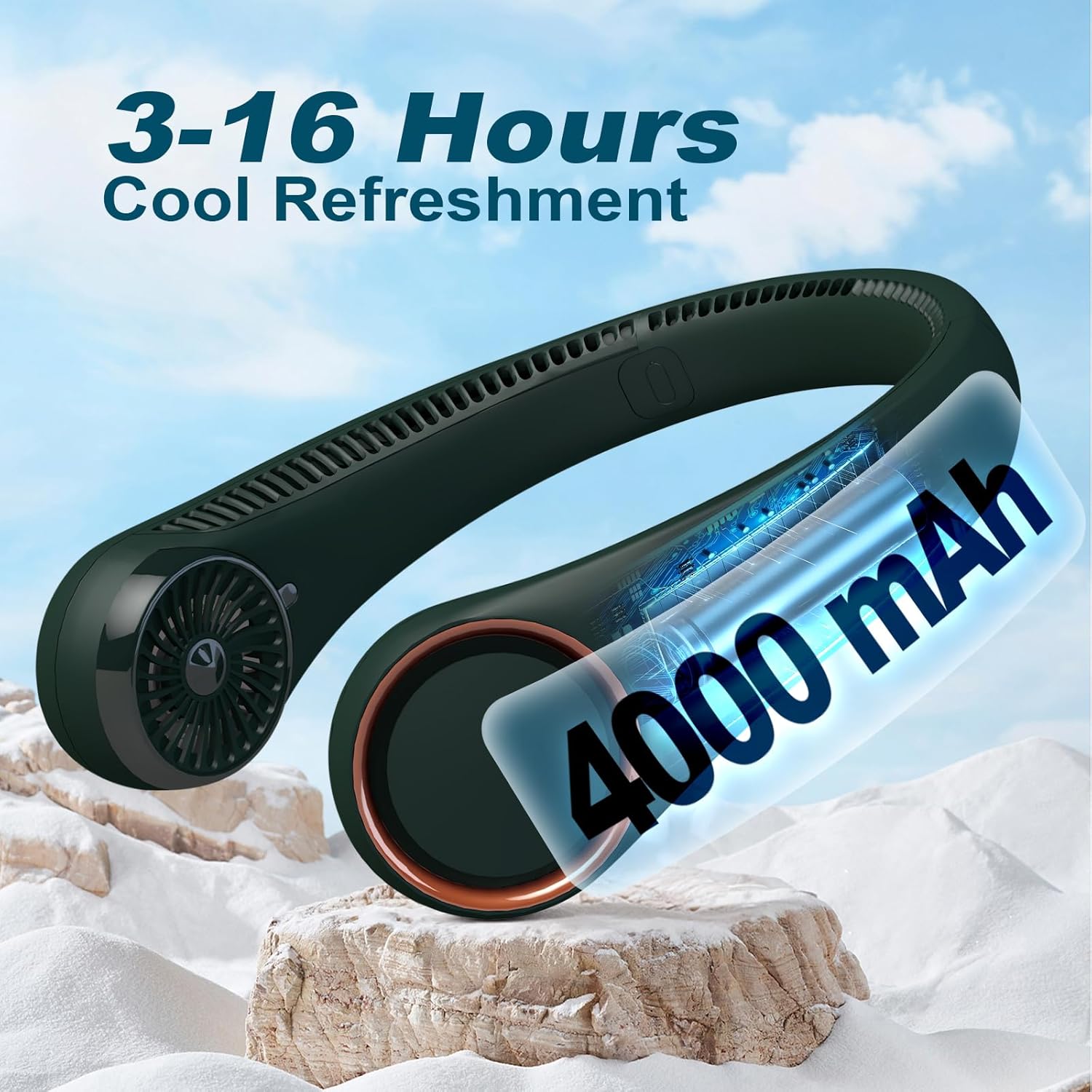 Portable Bladeless Neck Fan – Hands-Free Cooling, Rechargeable, 3 Speeds
