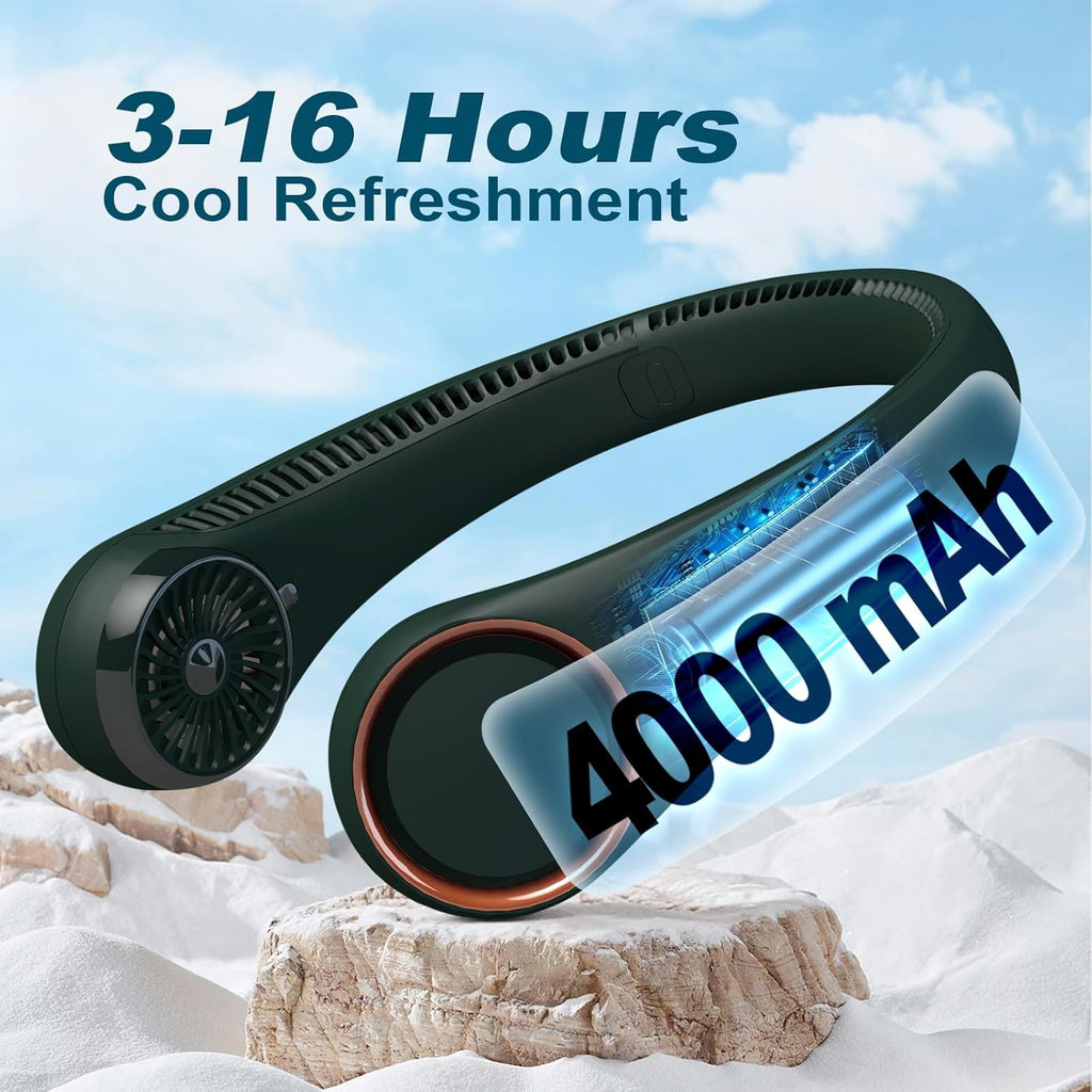 Portable Bladeless Neck Fan – Hands-Free Cooling, Rechargeable, 3 Speeds