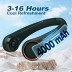 Portable Bladeless Neck Fan – Hands-Free Cooling, Rechargeable, 3 Speeds