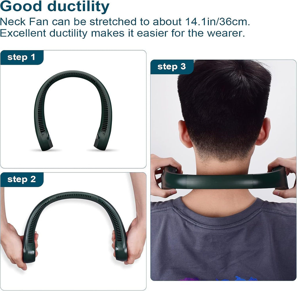 Portable Bladeless Neck Fan – Hands-Free Cooling, Rechargeable, 3 Speeds