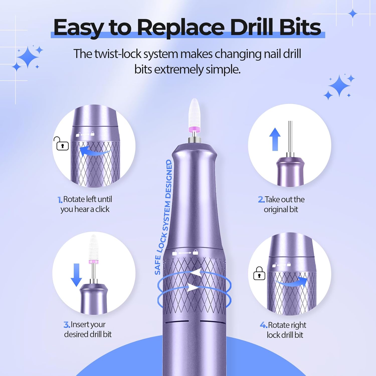 40,000RPM Electric Nail Drill – LCD Display Nail File Kit