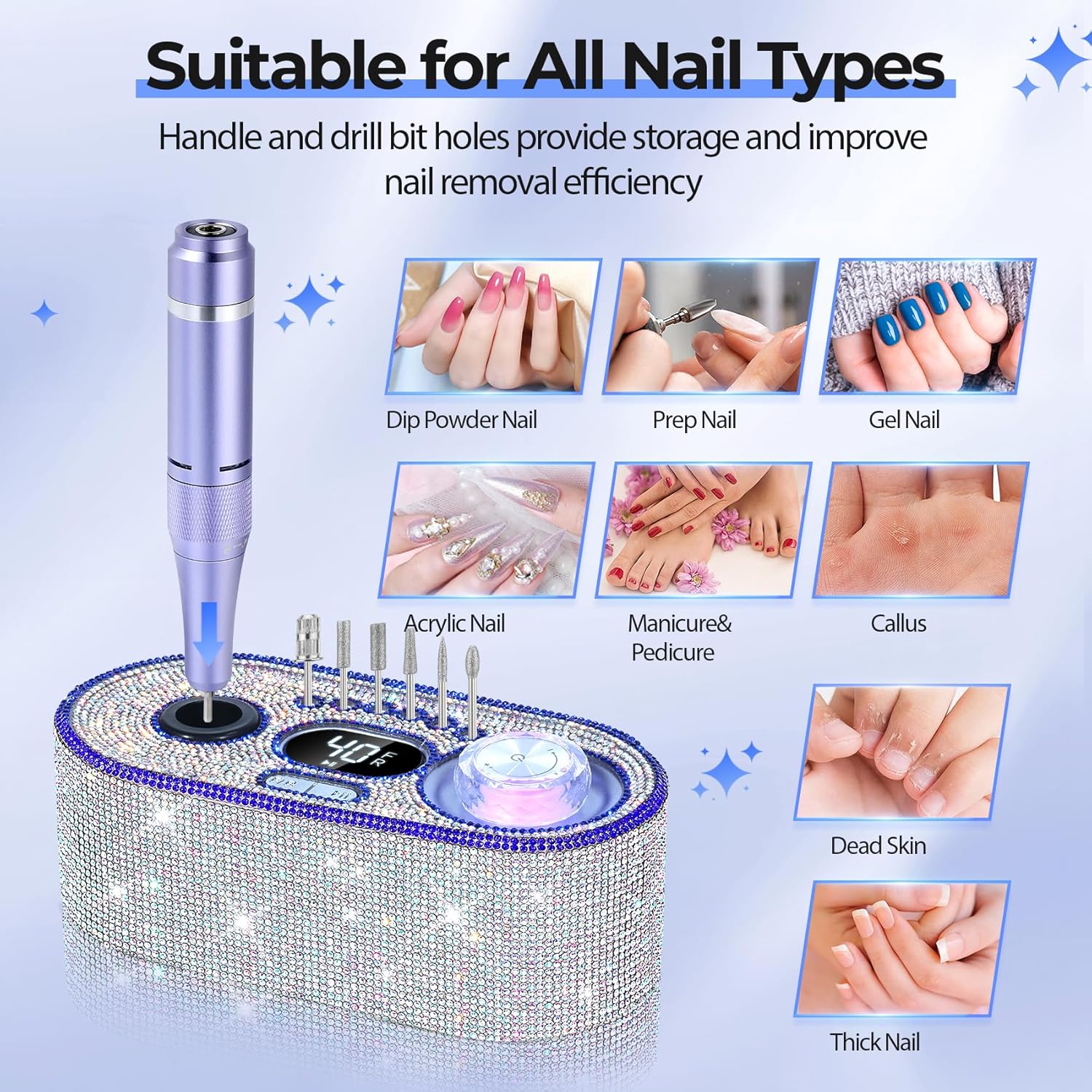 40,000RPM Electric Nail Drill – LCD Display Nail File Kit