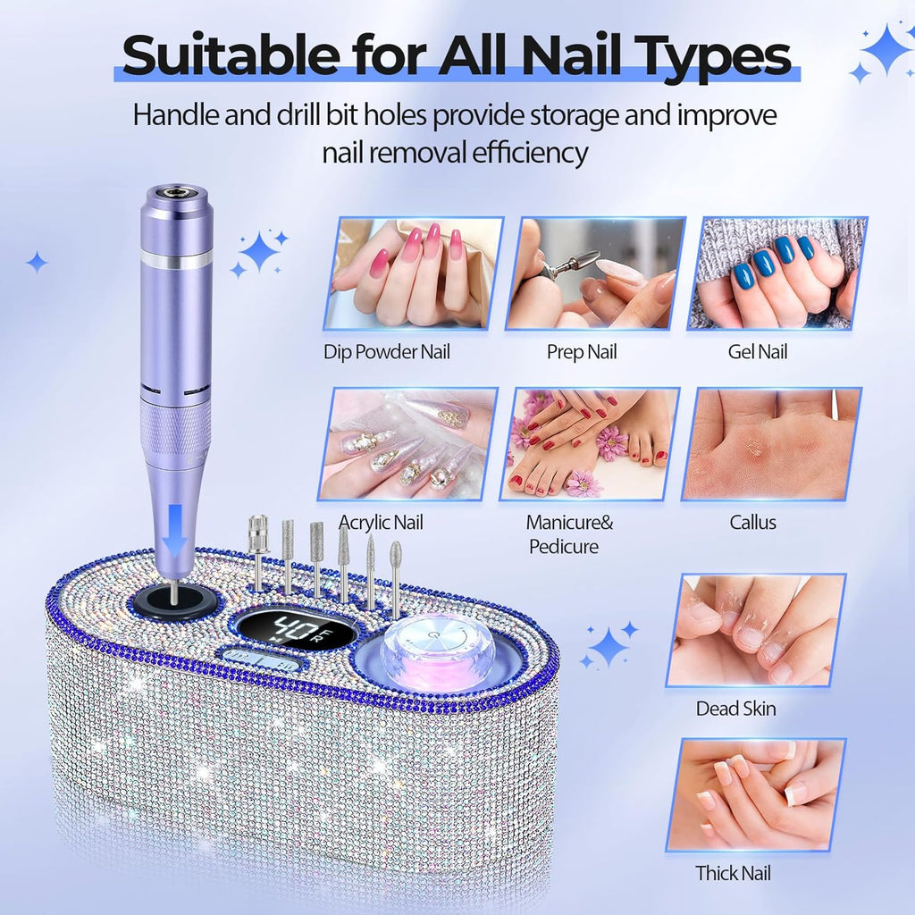 40,000RPM Electric Nail Drill – LCD Display Nail File Kit