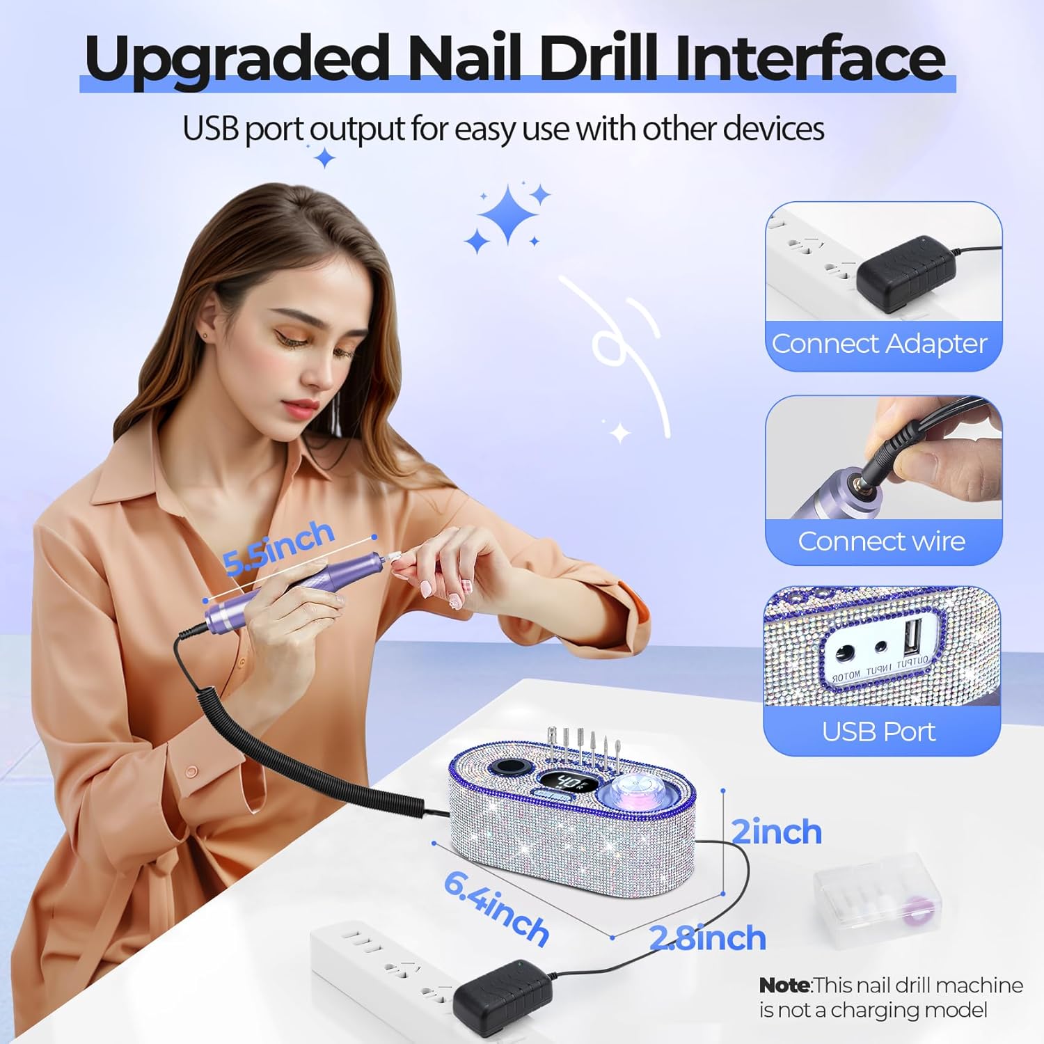 40,000RPM Electric Nail Drill – LCD Display Nail File Kit