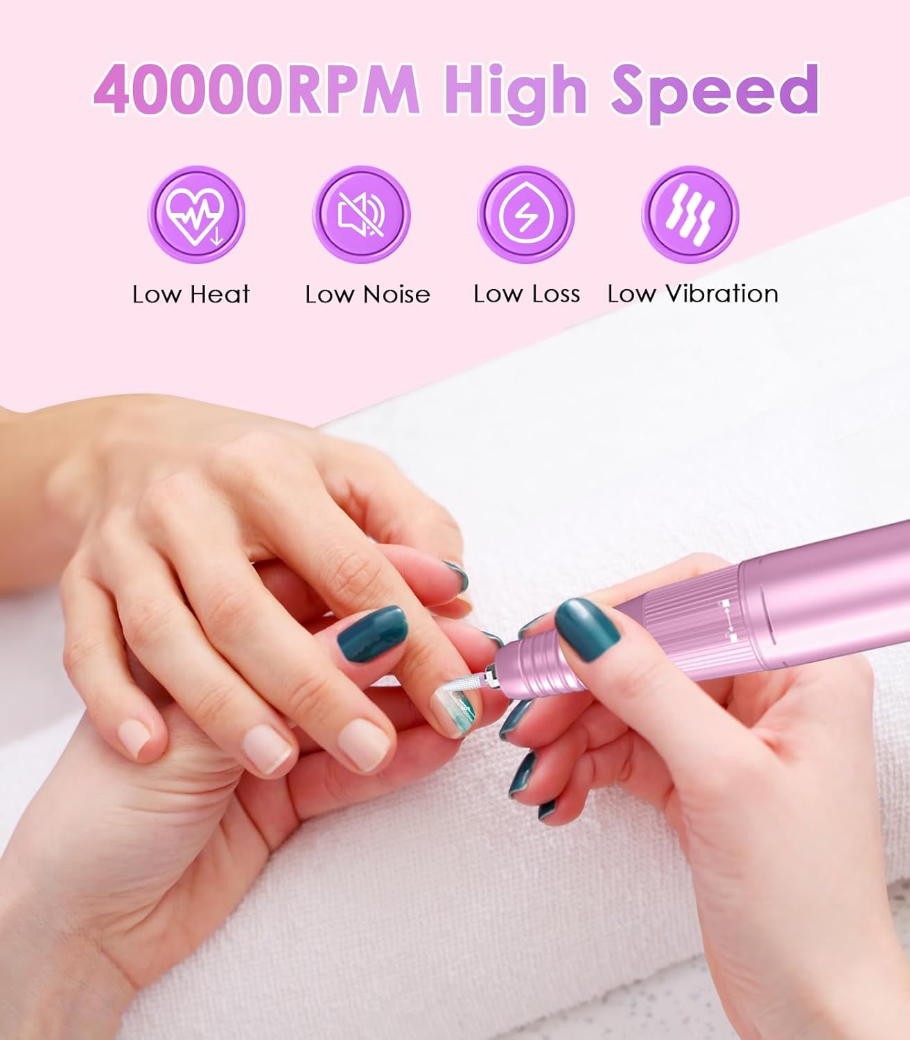 40,000RPM Cordless Nail Drill Kit – Rechargeable & Portable