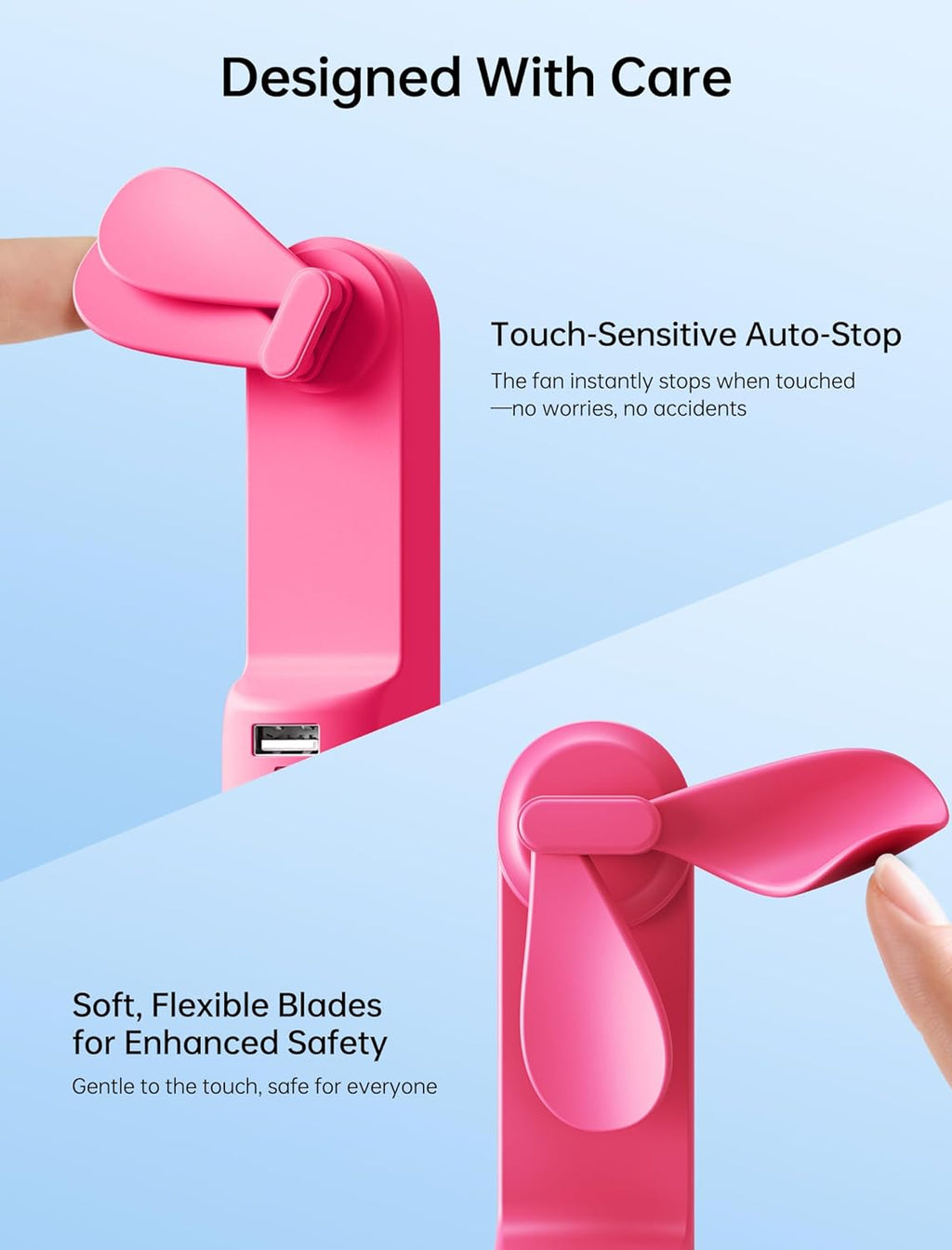 3-in-1 Mini Portable Fan – Rechargeable Fan + Power Bank + Flashlight
