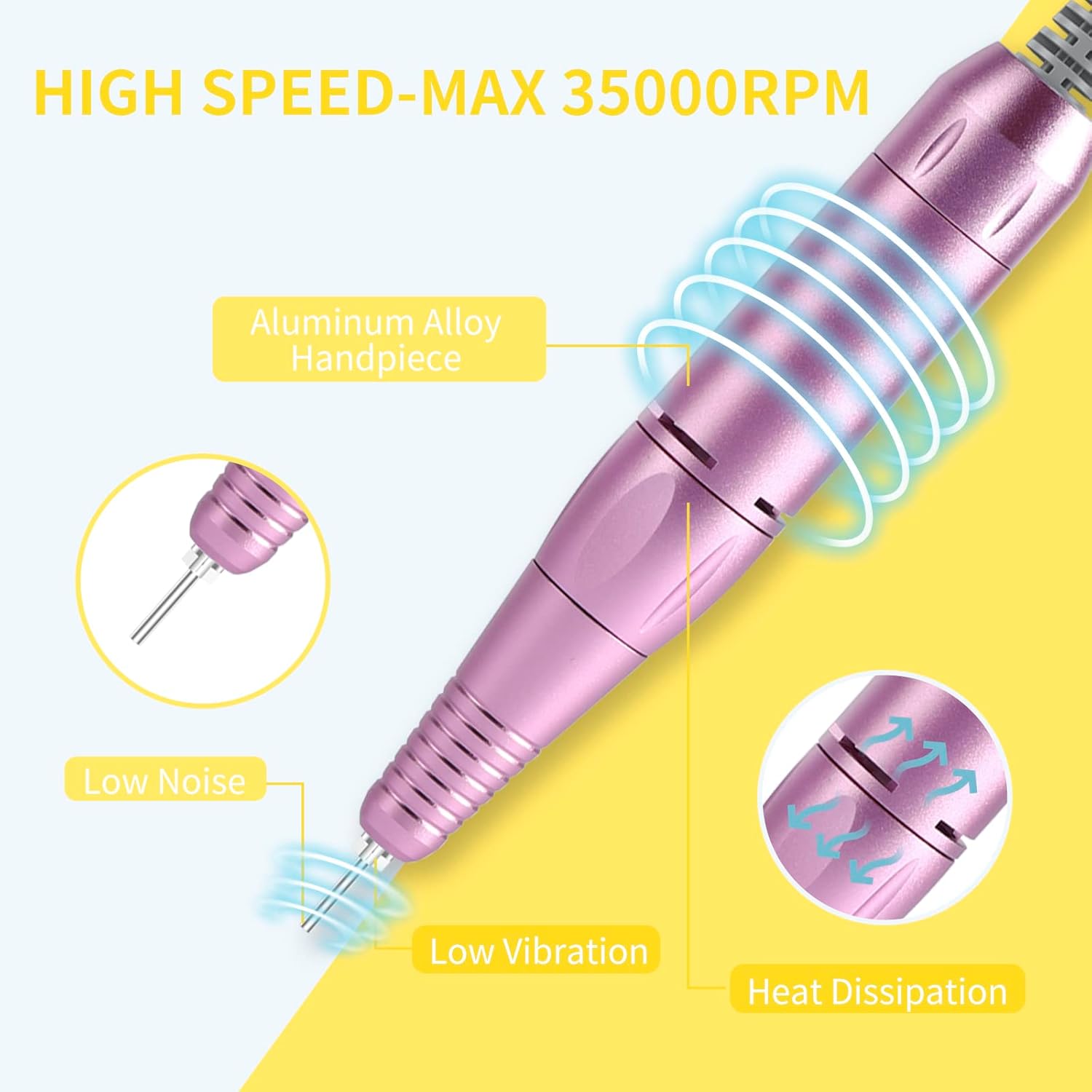 35,000RPM Cordless Nail Drill Kit – Rechargeable & Portable