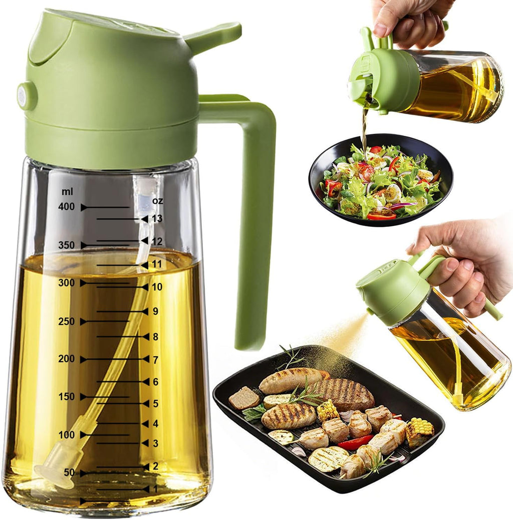 TrendPlain 2-in-1 Glass Olive Oil Sprayer & Dispenser – 470ml BPA
