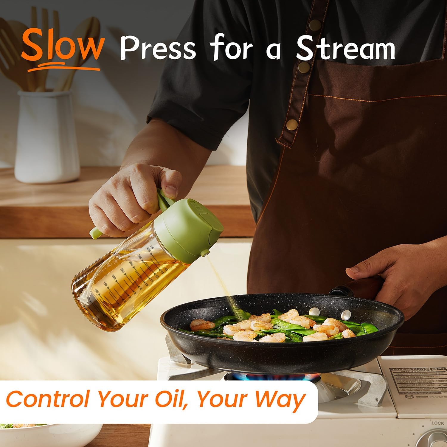 TrendPlain 2-in-1 Glass Olive Oil Sprayer & Dispenser – 470ml BPA