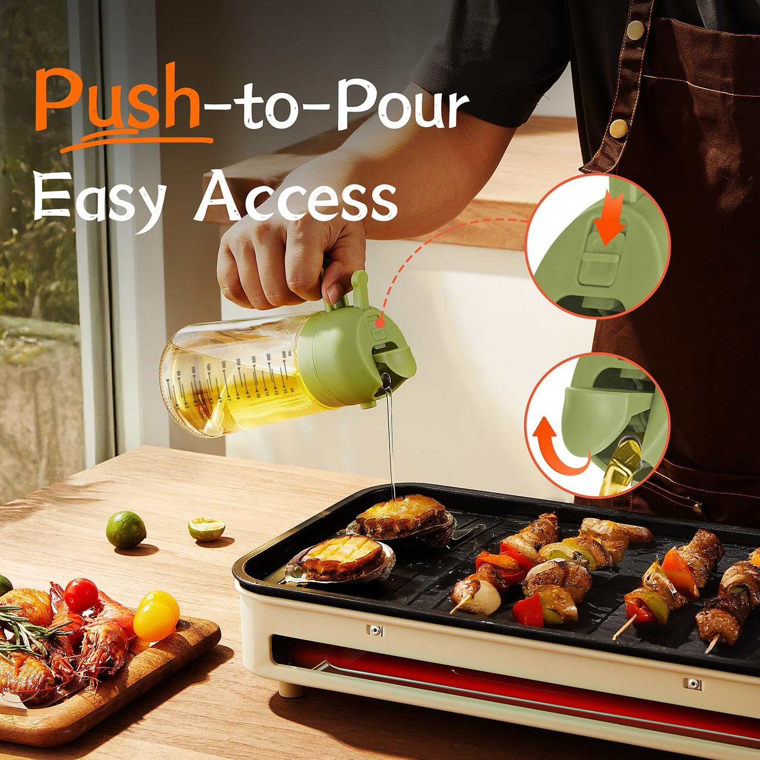 TrendPlain 2-in-1 Glass Olive Oil Sprayer & Dispenser – 470ml BPA
