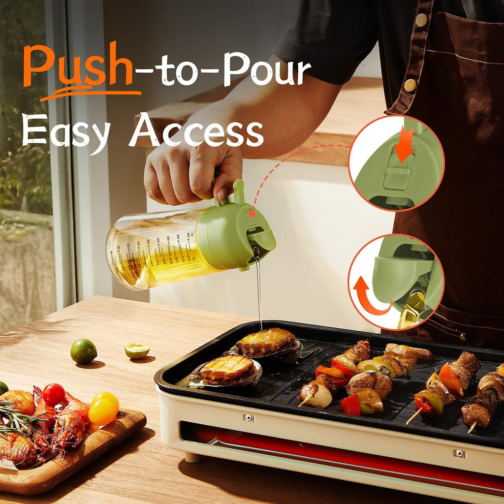 TrendPlain 2-in-1 Glass Olive Oil Sprayer & Dispenser – 470ml BPA