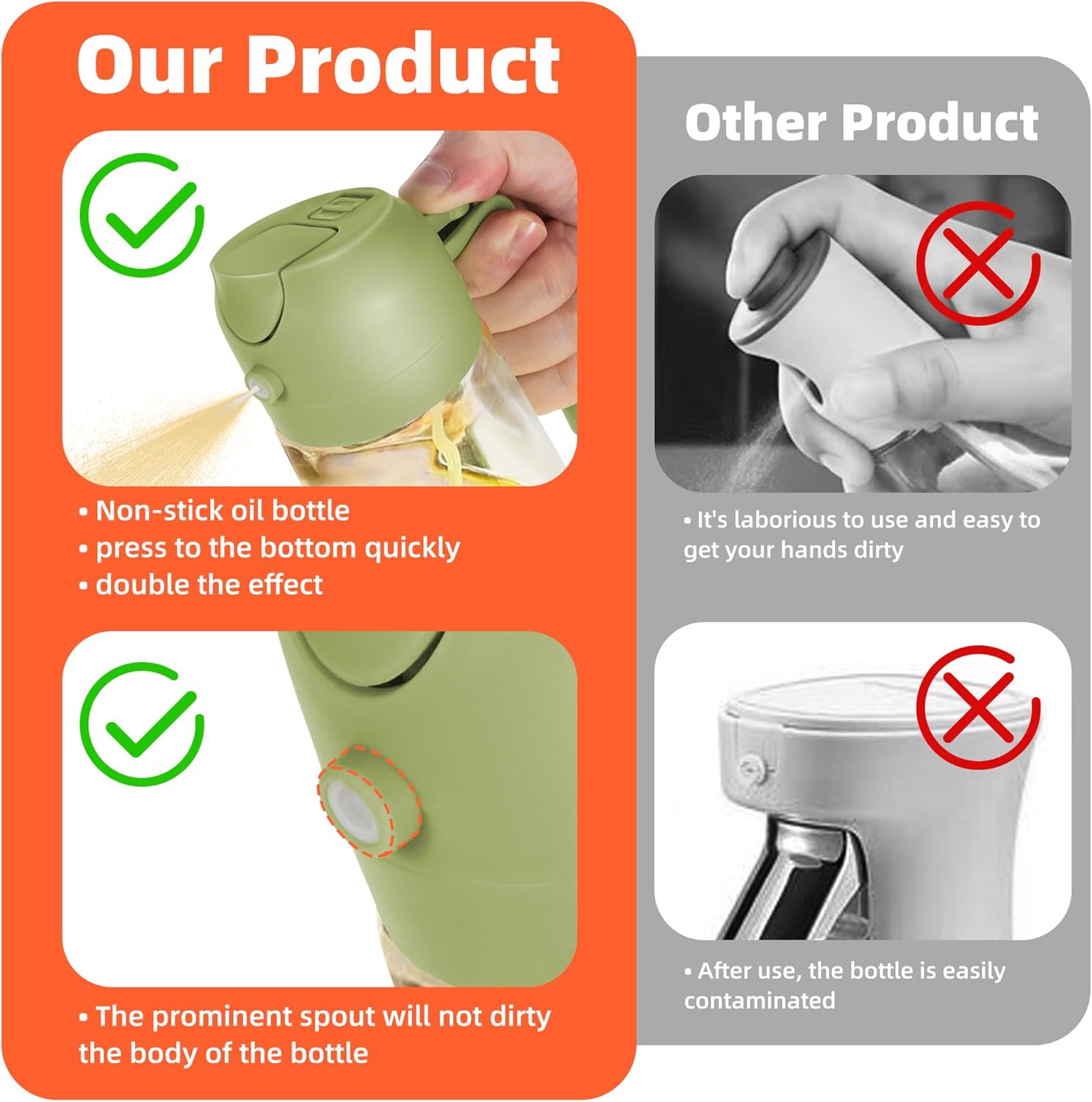 TrendPlain 2-in-1 Glass Olive Oil Sprayer & Dispenser – 470ml BPA