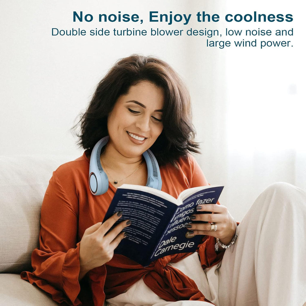 Portable Bladeless Neck Fan – Hands-Free Cooling, Rechargeable, 3 Speeds