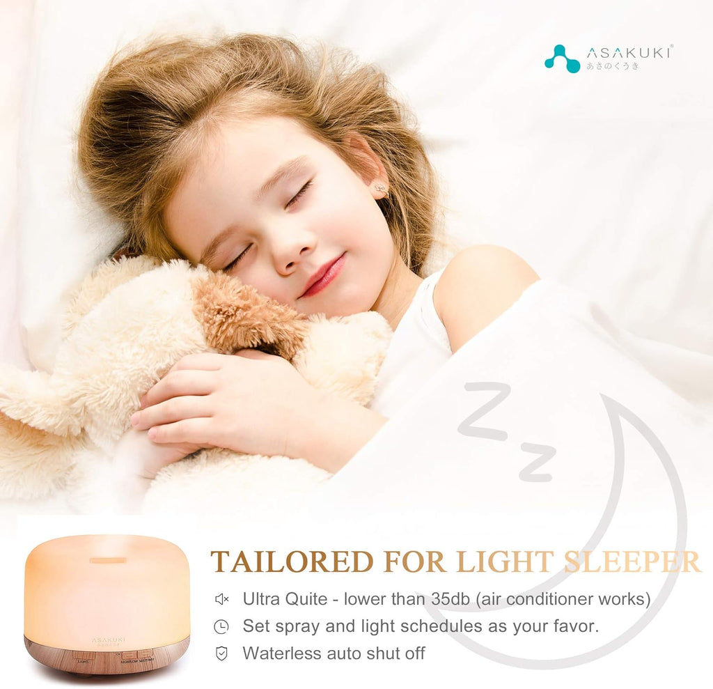 ASAKUKI 500ML Essential Oil Diffuser with Remote & LED Lights