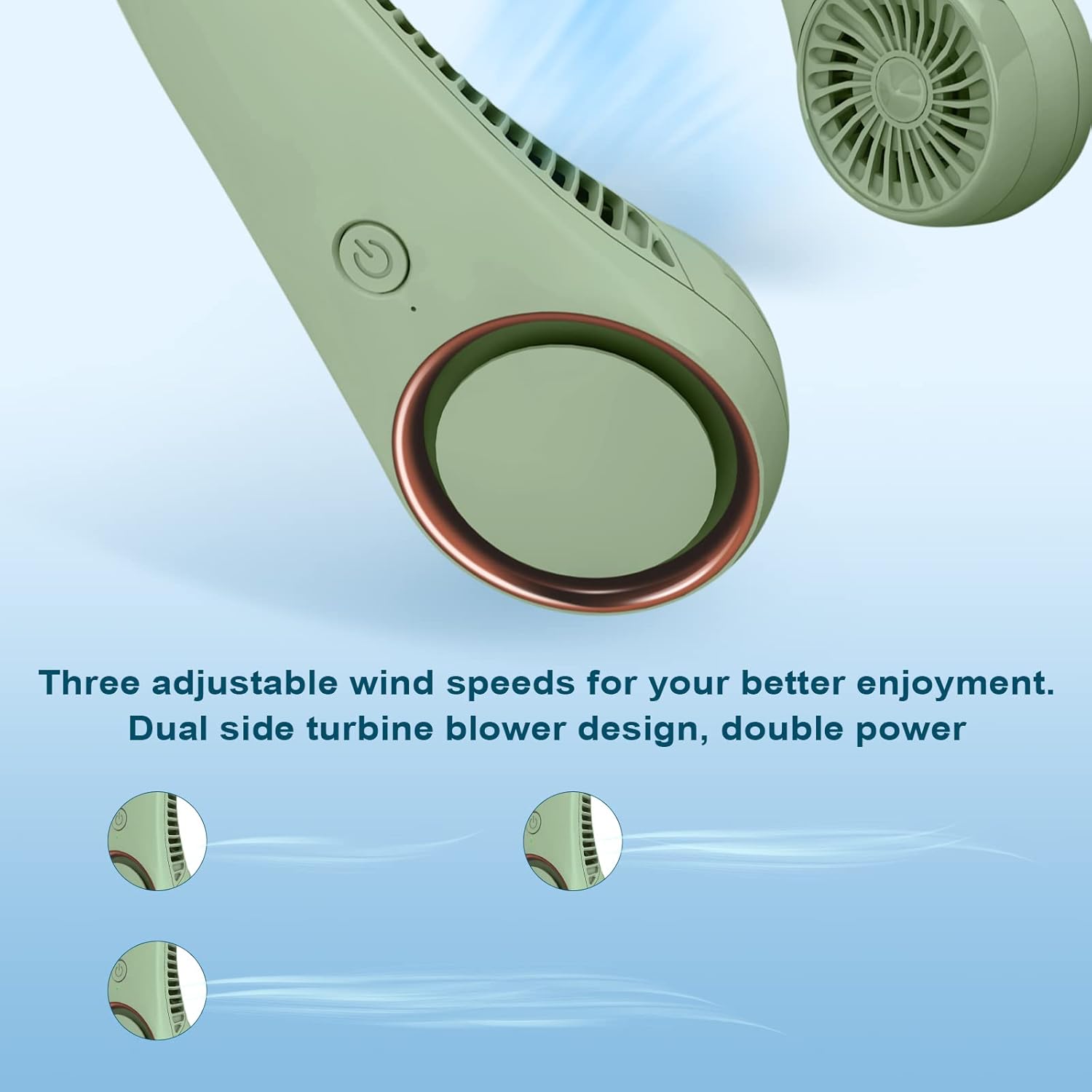 Portable Bladeless Neck Fan – Hands-Free Cooling, Rechargeable, 3 Speeds