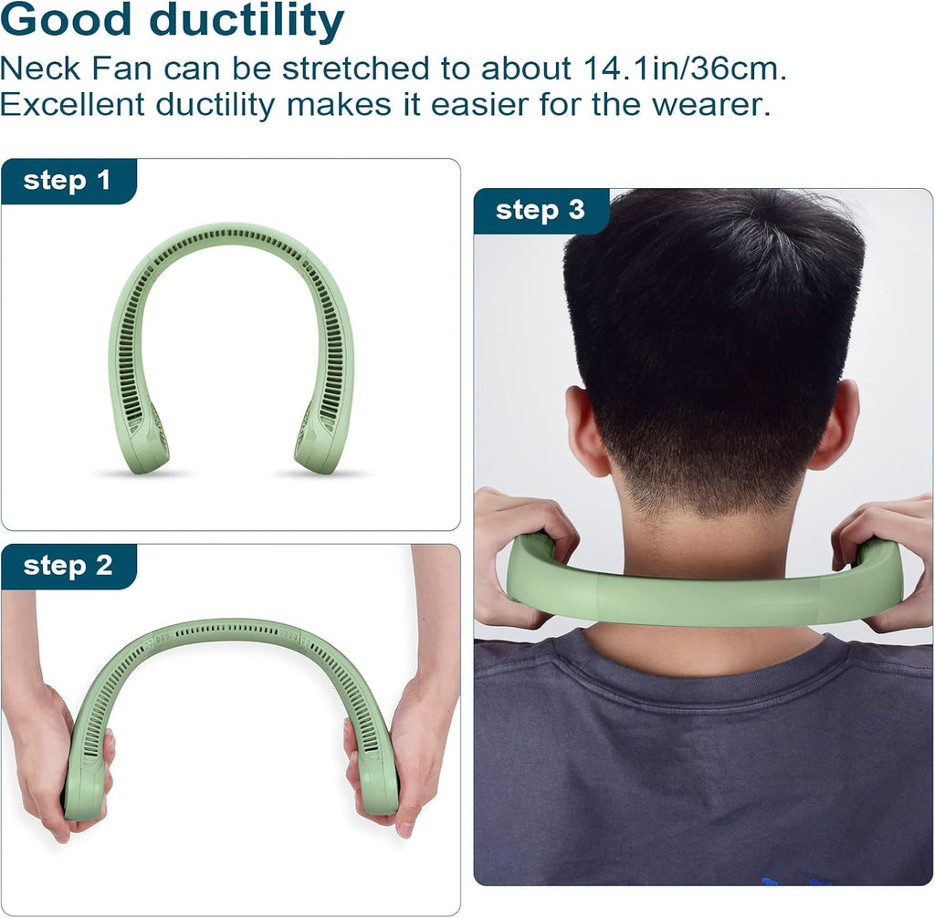 Portable Bladeless Neck Fan – Hands-Free Cooling, Rechargeable, 3 Speeds