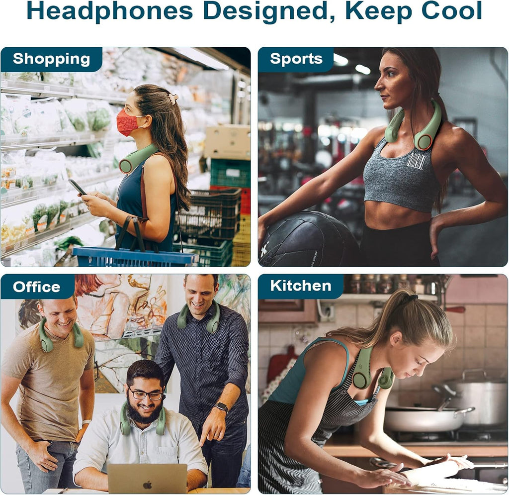 Portable Bladeless Neck Fan – Hands-Free Cooling, Rechargeable, 3 Speeds