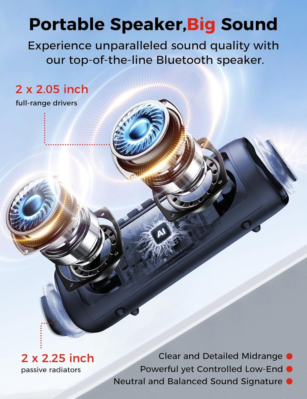 BolaButty Portable Bluetooth Speaker – HD Sound, 20H Playtime, IPX5 Waterproof, RGB Lights (BT 5.3)