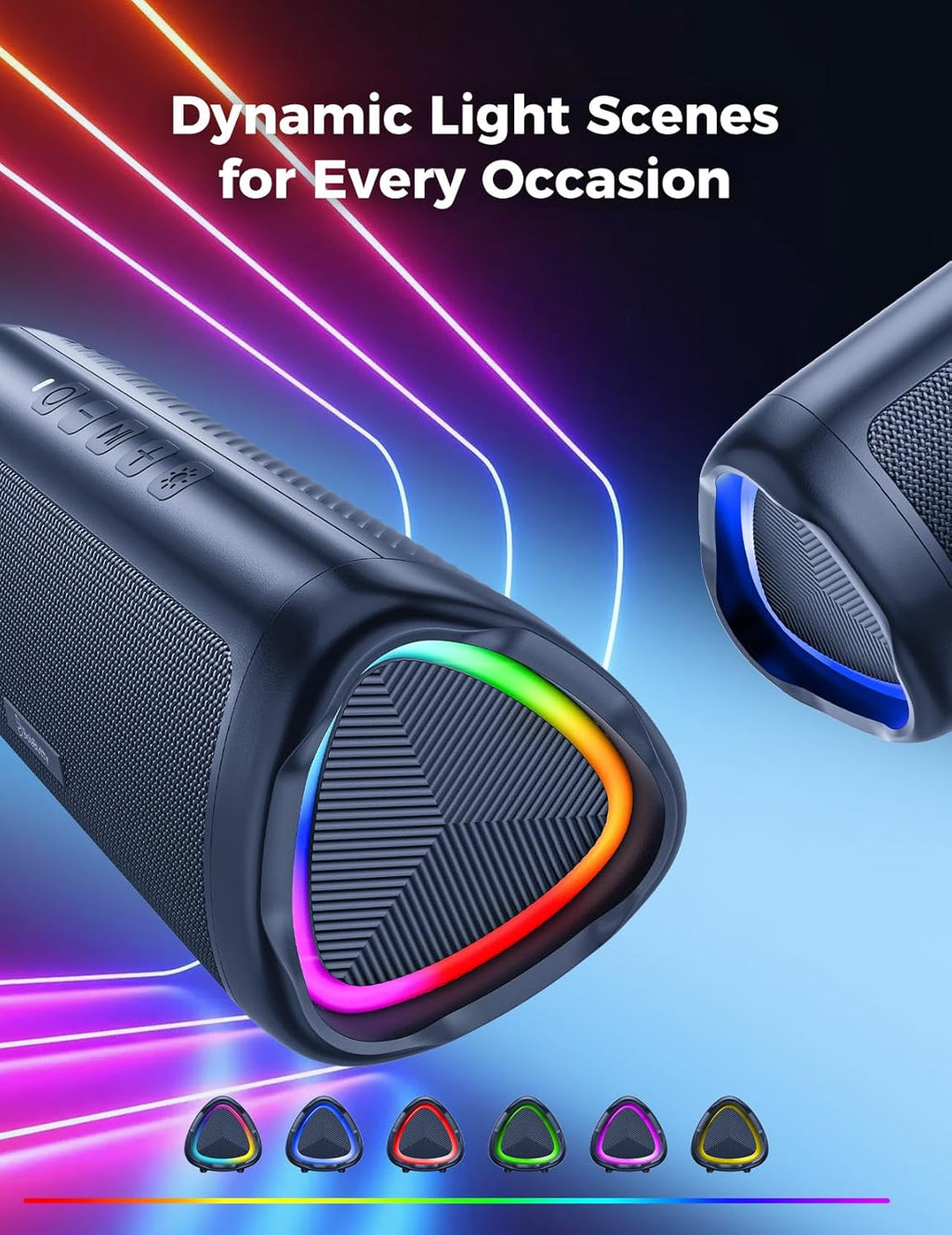 BolaButty Portable Bluetooth Speaker – HD Sound, 20H Playtime, IPX5 Waterproof, RGB Lights (BT 5.3)