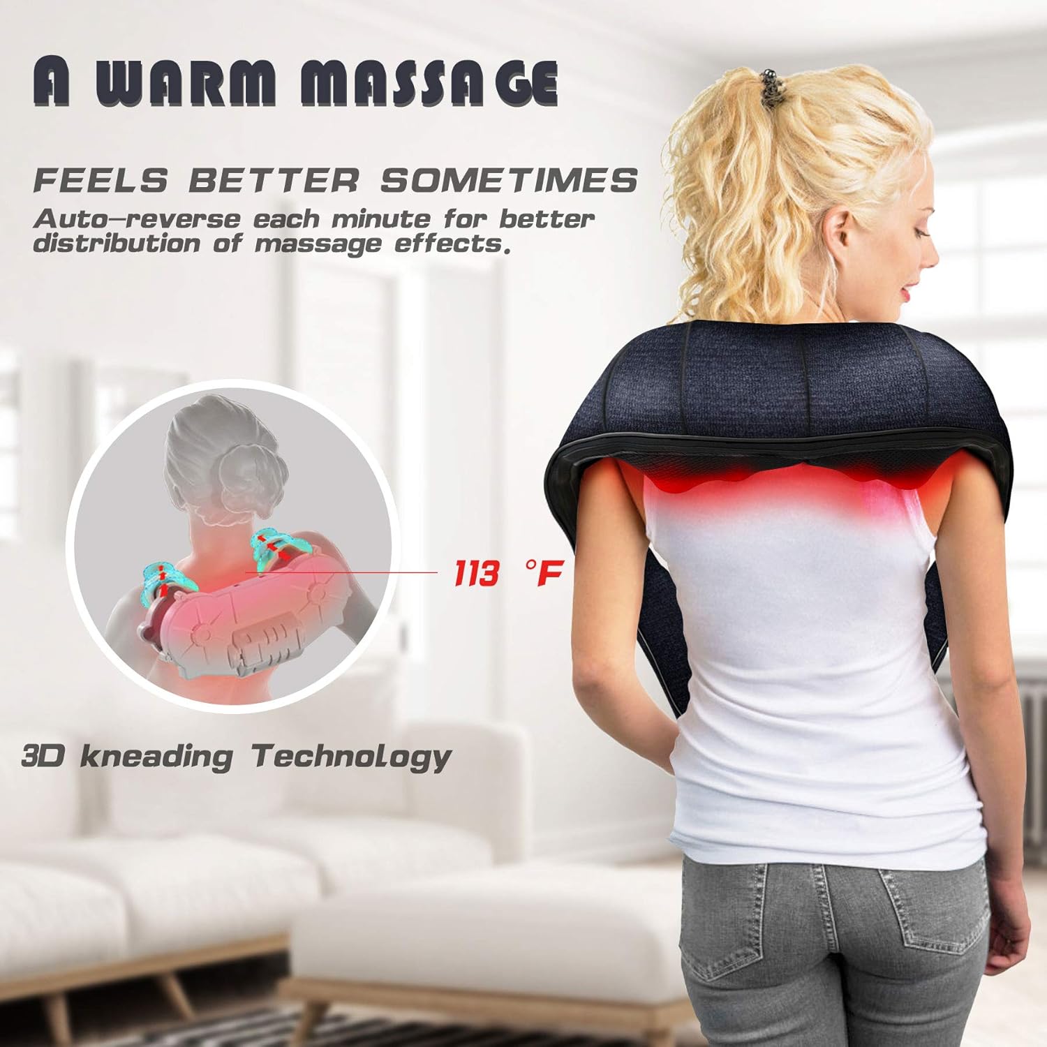 Mo Cuishle Shiatsu Neck & Back Massager with Heat – Deep Tissue 4D Kneading Pain Relief