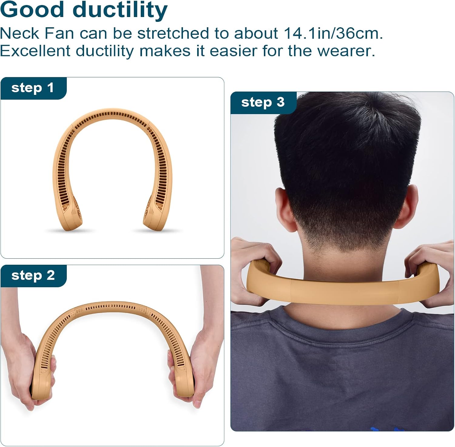Portable Bladeless Neck Fan – Hands-Free Cooling, Rechargeable, 3 Speeds