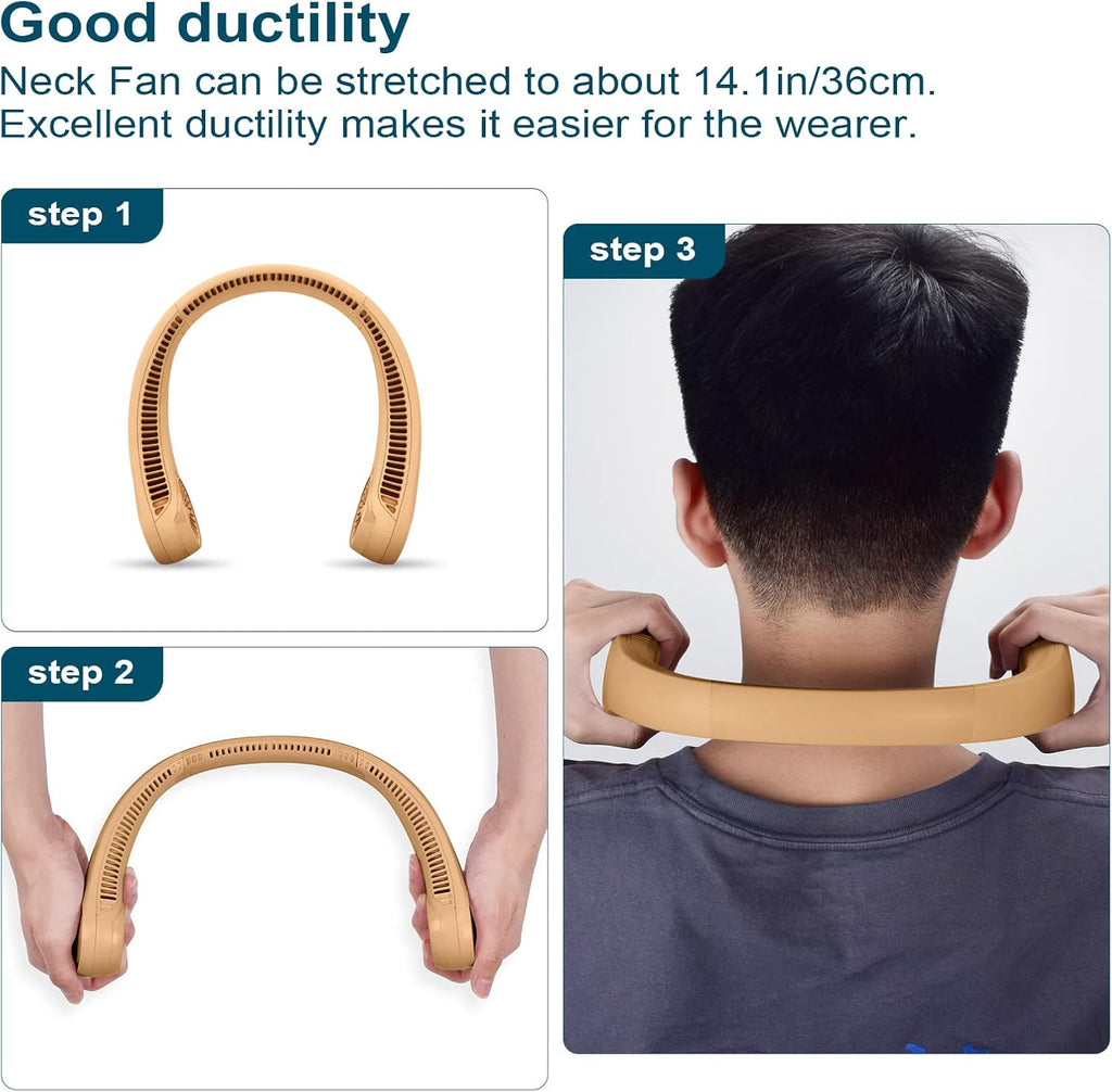 Portable Bladeless Neck Fan – Hands-Free Cooling, Rechargeable, 3 Speeds