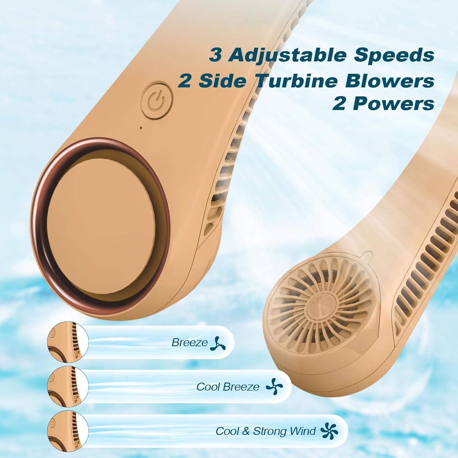 Portable Bladeless Neck Fan – Hands-Free Cooling, Rechargeable, 3 Speeds