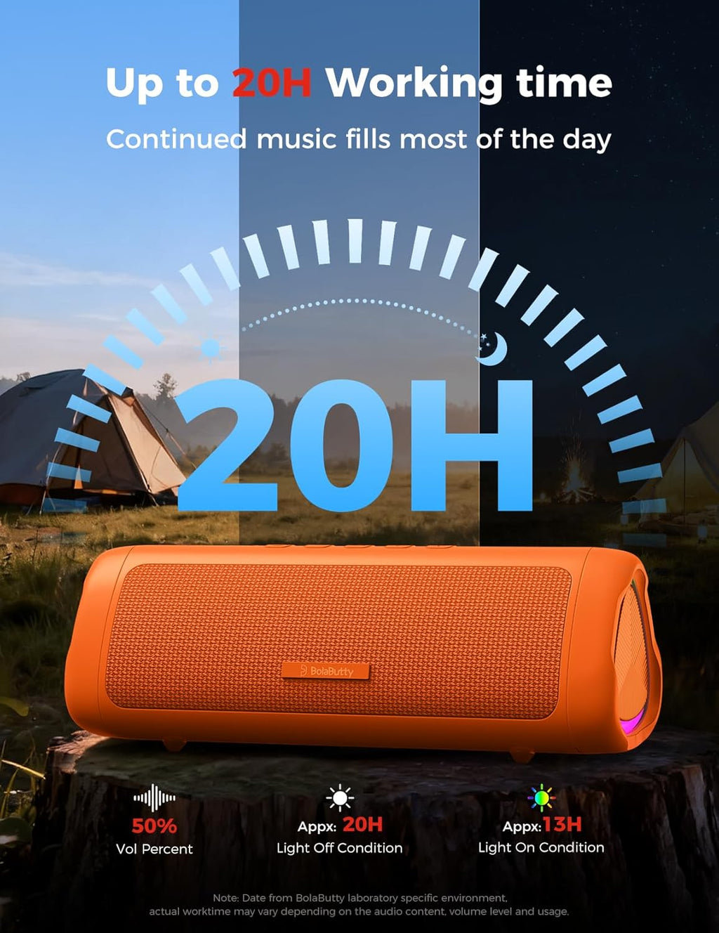 BolaButty Portable Bluetooth Speaker – HD Sound, 20H Playtime, IPX5 Waterproof, RGB Lights (BT 5.3)