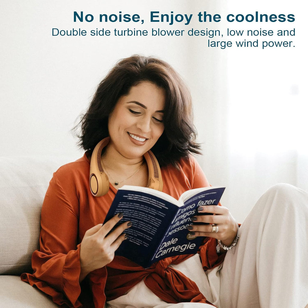 Portable Bladeless Neck Fan – Hands-Free Cooling, Rechargeable, 3 Speeds