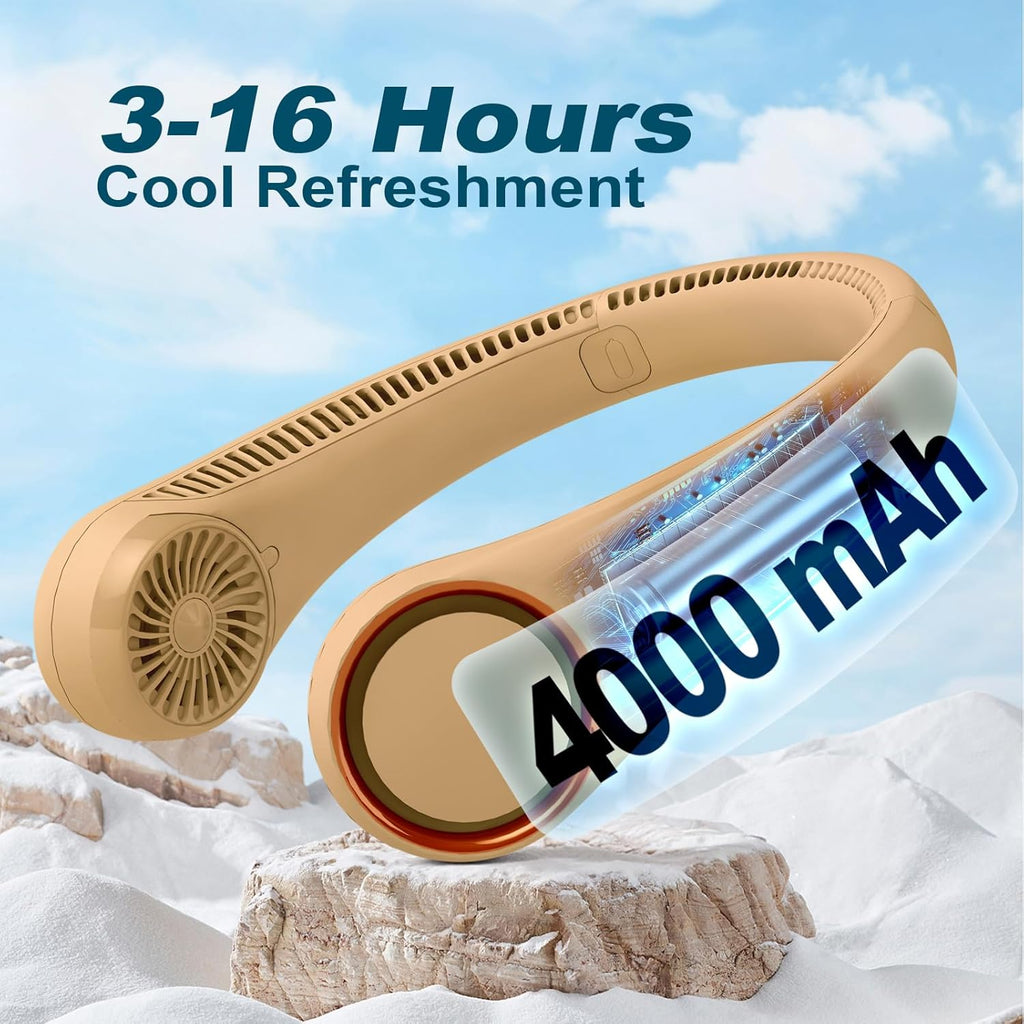 Portable Bladeless Neck Fan – Hands-Free Cooling, Rechargeable, 3 Speeds